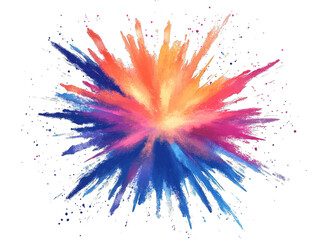 Abstract colorful explosion of paint with transparent background