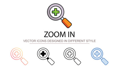 Zoom In icon design with white background stock illustration