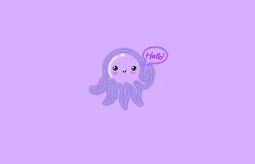 octopus and jellyfish, octopus on the background, illustration, octopus, purple alien monster, funny octopus illustration, funny octopus cartoon, illustration of octopus with background