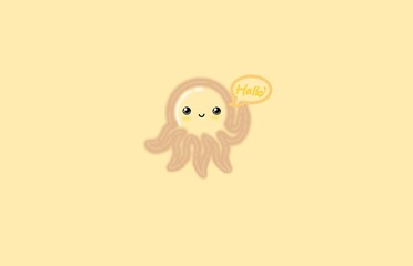 octopus on the background, illustration, octopus, yellow alien monster, funny octopus illustration, funny octopus cartoon, illustration of octopus with background, yellow background, cute background