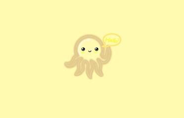 octopus on the background, illustration, octopus, yellow alien monster, funny octopus illustration, funny octopus cartoon, illustration of octopus with background, yellow background, cute background
