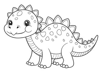 Fototapeta premium Hand drawn kawaii coloring book with Dinosaur AI generated