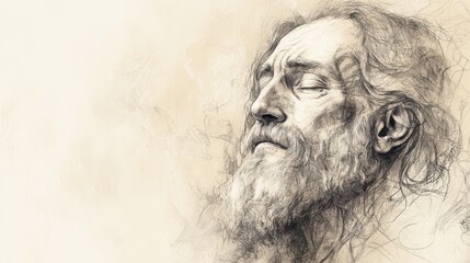 Job’s Emotional Continuation Illustrated - Tears Reflecting Isolation While Maintaining Faith, Beige Background