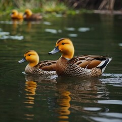 Fototapeta premium duck and ducklings