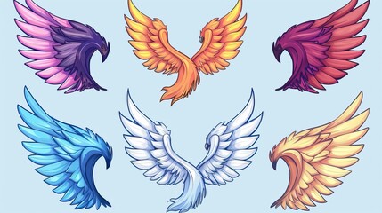 Obraz premium Illustration of wings collection set