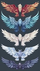 Fototapeta premium Illustration of wings collection set