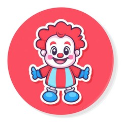 Obraz premium A cheerful clown vector game asset featuring a fullbody design in pastel colors, minimal shapes, and black outlines.