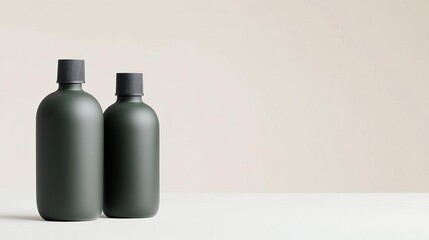 Hair treatment bottle with a clean, minimalist label, elegant packaging, modern beauty