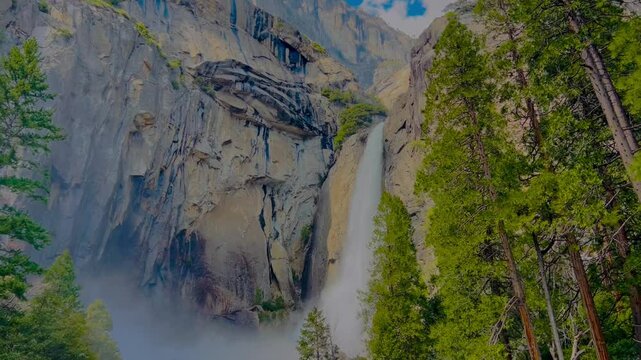 waterfall in the mountains, California nature 