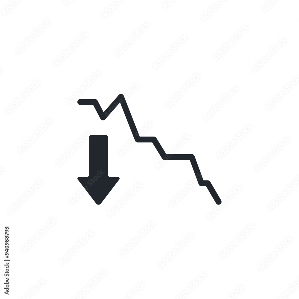 Poster descending icon symbol template for graphic and web design collection logo vector illustration