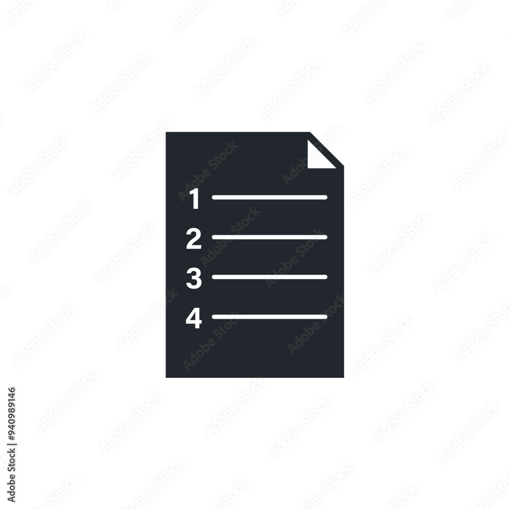 Fototapete numbered list document icon symbol template for graphic and web design collection logo vector illust