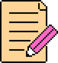 Document icon. Pixel style. Edit symbol.