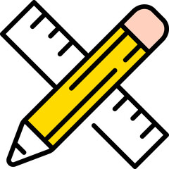 Education icon. Pencil and ruler.