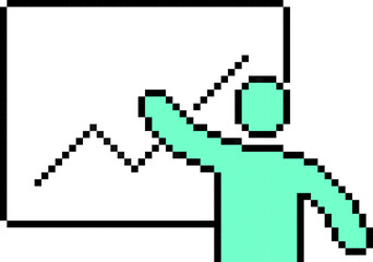 Presentation icon. Pixel style. Diagram symbol.