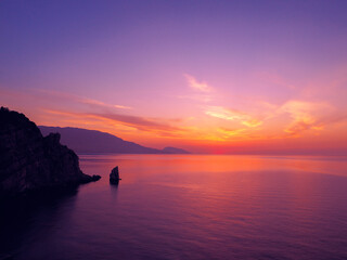 Rock sail at the yalta crimea during sunset