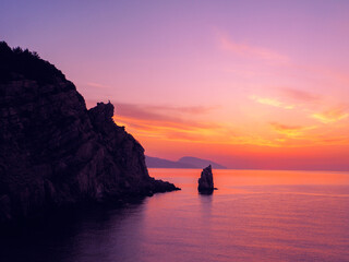 Rock sail at the yalta crimea during sunset