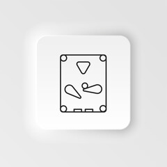 Pinball, arcade, game neumorphic style vector icon. Neumorphism style. Pinball arcade game neumorphic style vector icon. Neumorphism style on white background.