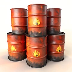 barrels with flammable liquid / explosive mixture. toxic flammable waste