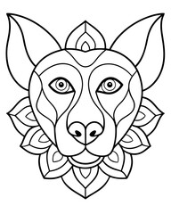 Dog Face Mandala Coloring