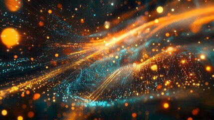 Fototapeta premium Abstract Orange & Teal Particles Flowing Background