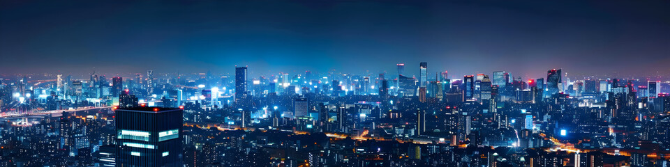 Obraz premium Aerial view Smart cityscape dot point connect with gradient line, connection technology in background