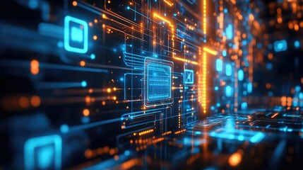 Obraz premium Abstract technology banner in the metaverse