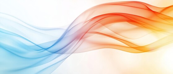 Fototapeta premium A multicolored wave of smoke hovers in the foreground against a backdrop of white, yellow, and blue