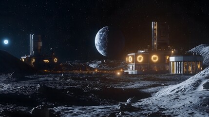 Lunar Base Under the Stars