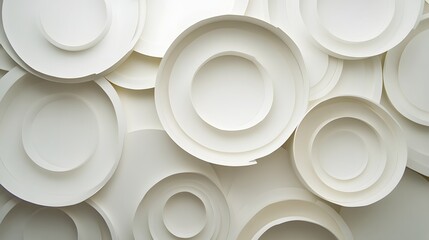 12. Modern 3D wall art of layered circle paper cutouts in a staggered arrangement