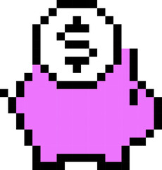Money box icon. Pixel style.