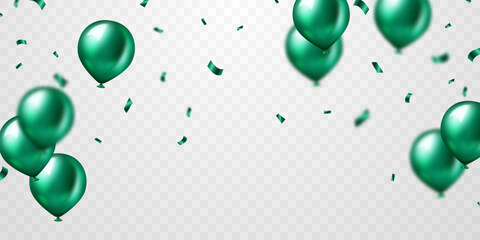 Banner template vector background beautiful design green gold 3d balloon illustration © HNKz