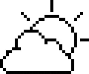 Weather icon. Pixel style. Cloud and sun.