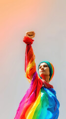 Naklejka premium Pride Protest with Raised Fist. Generative ai