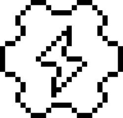 Energy development icon. Cogwheel symbol. Pixel style.