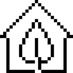 Greenhouse symbol. Leaf icon. Pixel style.