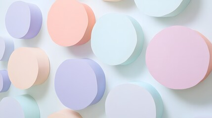 14. Minimalist 3D wall art featuring floating circle paper cutouts in soft pastels