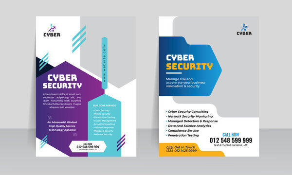 Cyber security flyer template design