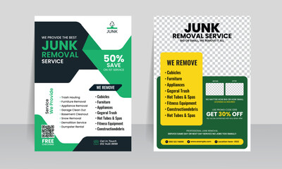 Junk removal service flyer design leaflet layout template