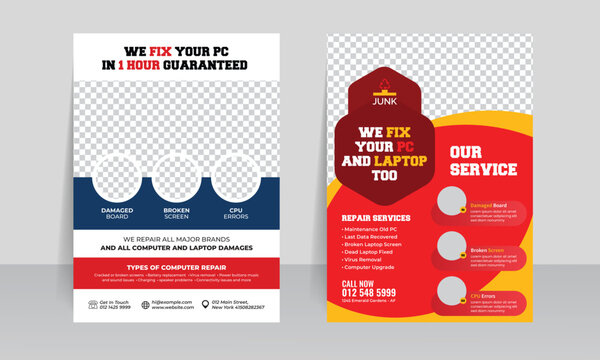 Computer repair service flyer template - Powered by Adobe
