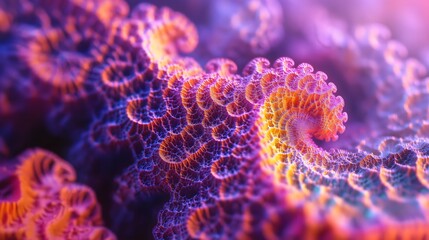 Vibrant Coral Reef Abstract in Orange and Purple