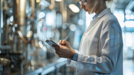 Focused Scientist Taking Notes in a Laboratory