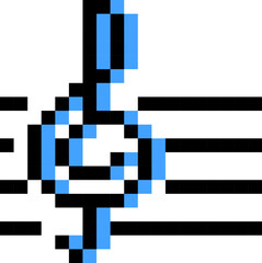 Music icon. Melody symbol. Pixel style.