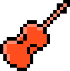 Cello icon. Music instrument symbol. Pixel style.
