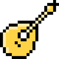 Domra icon. Music instrument symbol. Pixel style.