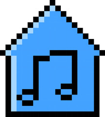 Music home icon. Pixel style.