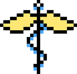 Obraz premium Caduceus icon. First aid symbol. Pixel style.