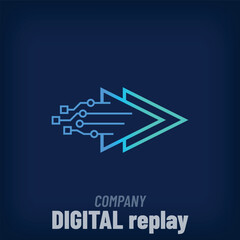 Unique digital fast forward play sign logo. Creative corporate digital and multimedia logo template. vector