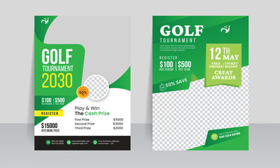 Golf tournament flyer template design for sports event championship league