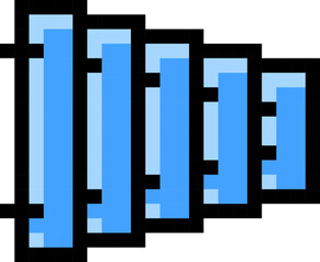 Xylophone icon. Music instrument symbol. Pixel style.