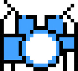 Drum kit Icon. Pixel style.